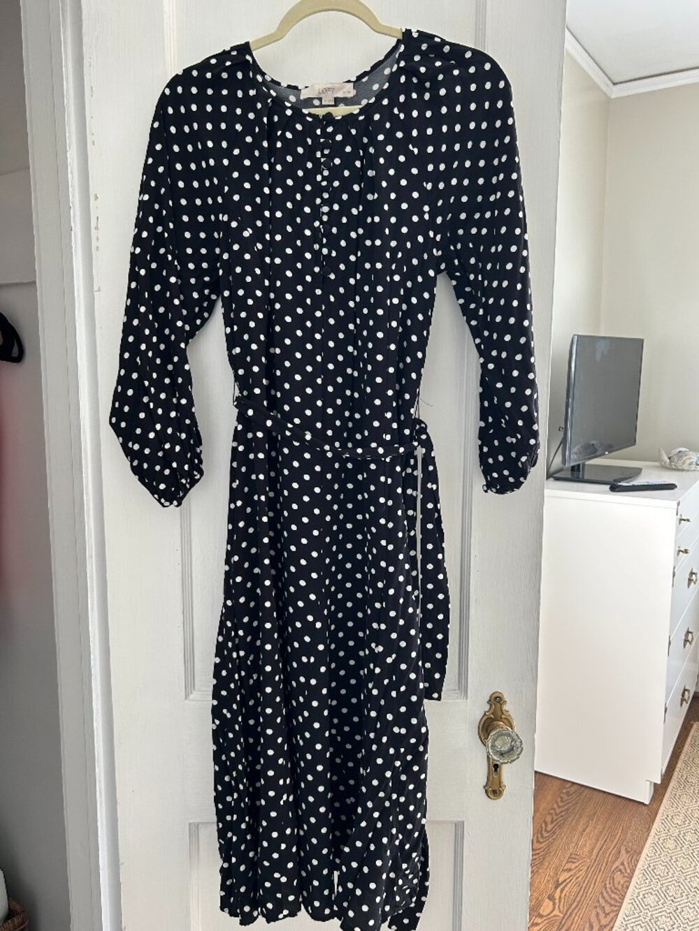 Loft Dotted Godet Midi Dress